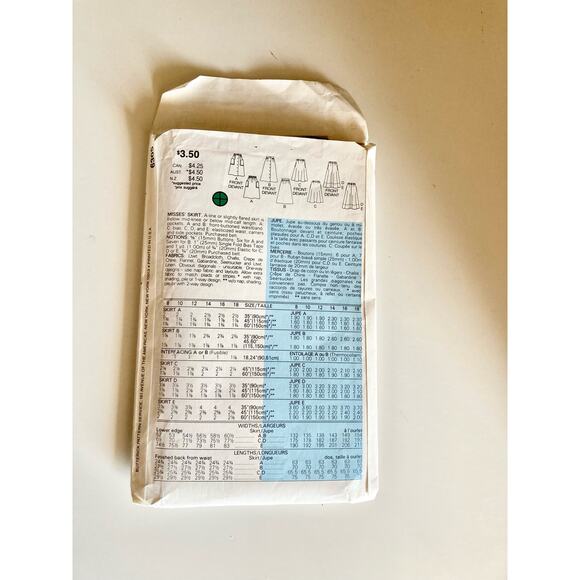 Butterick Fast & Easy 6305 Sewing Pattern Size 8-12 Women's Skirt Uncut - Picture 2 of 2